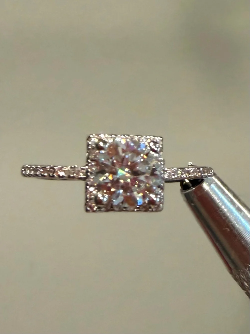 1.0CT GRA MOISSANITE Princess Cut s925 Sterling Silver Ring/ Size 9